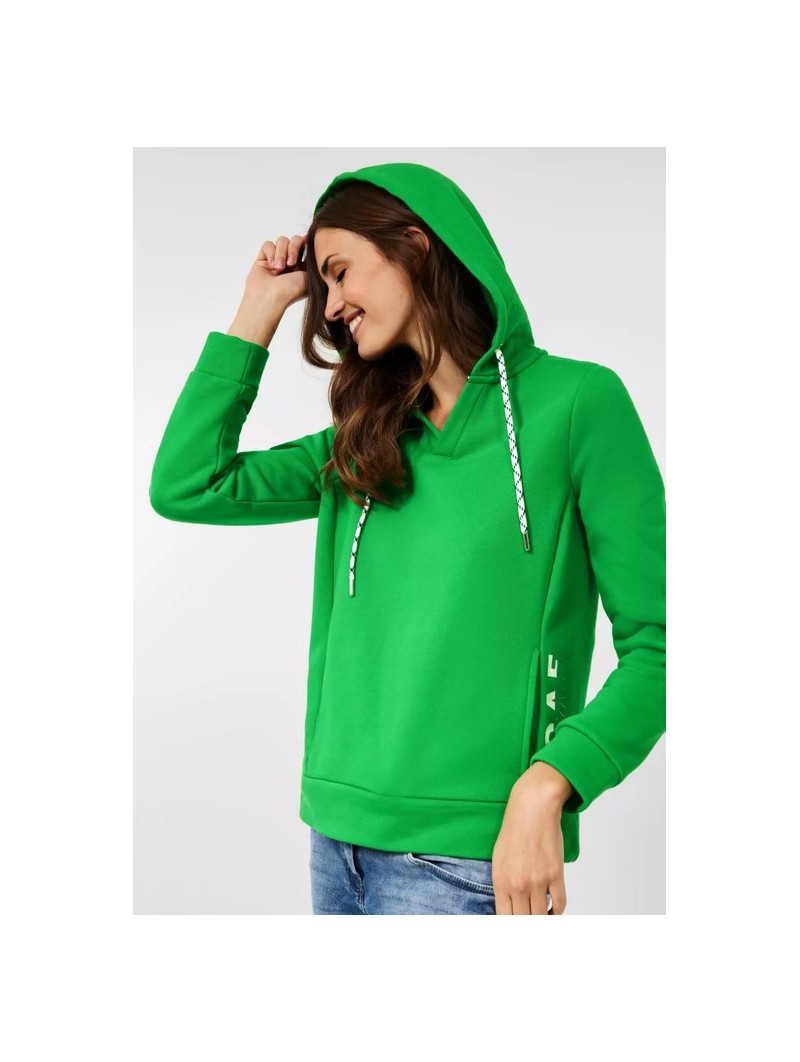 sweat-shirt, sweatshirt, CECIL, vert, capuche, femme, large, décontracté