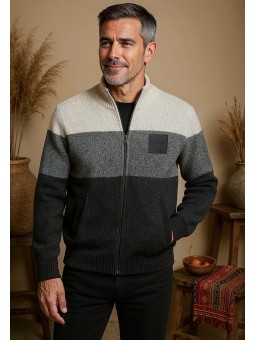 GILET TRICOLORE ZIPPE