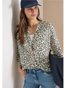 BLOUSE MOTIF LEOPARD EN LIN